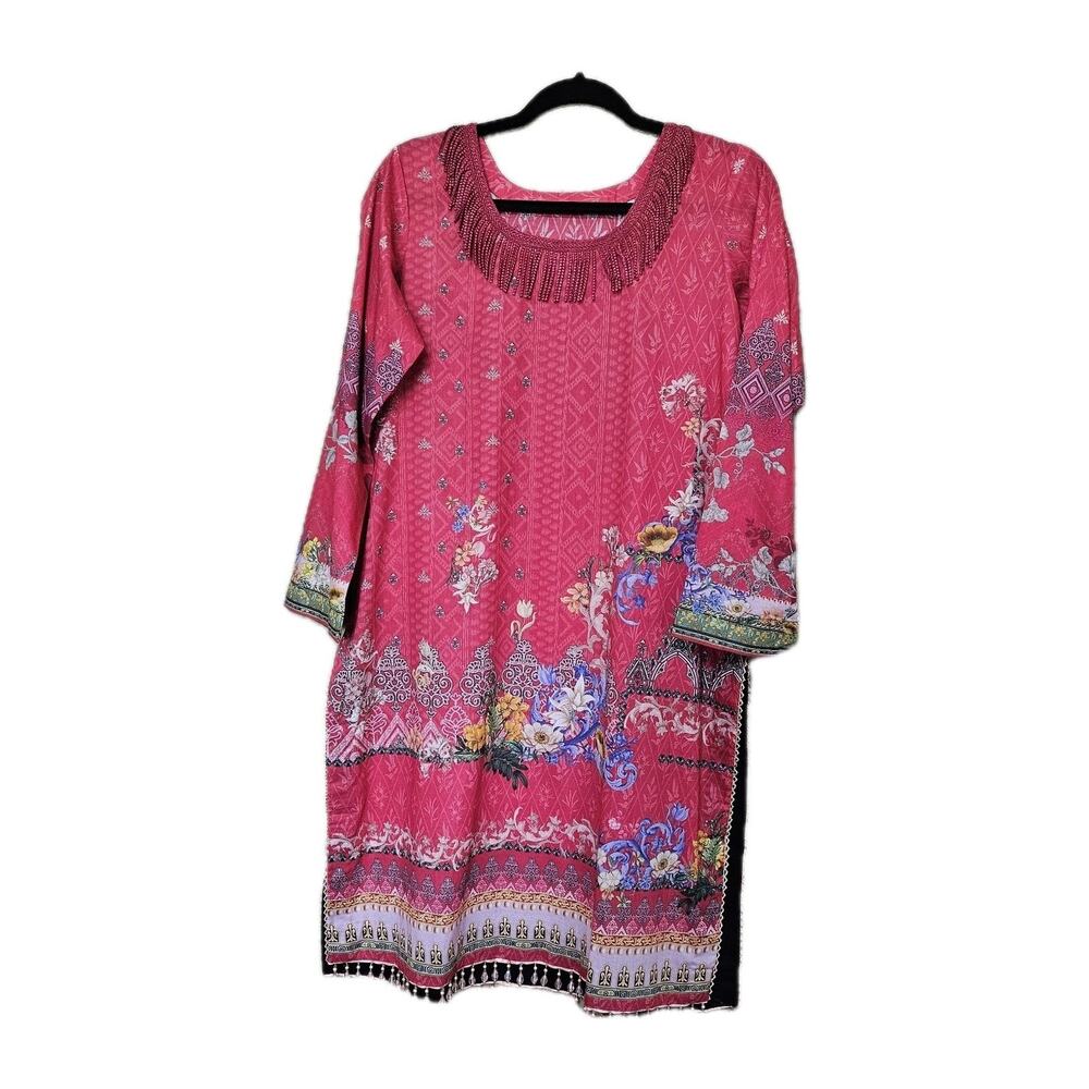 New Pakistani Shalwar Kameez Dupatta Tailored Medium Pit To Pit 21 Pink